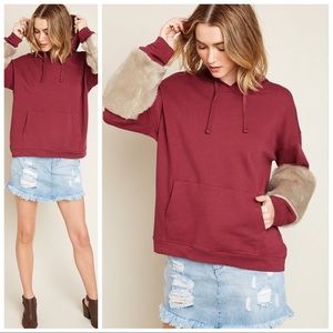 Hooded Sweater With Fur Detail